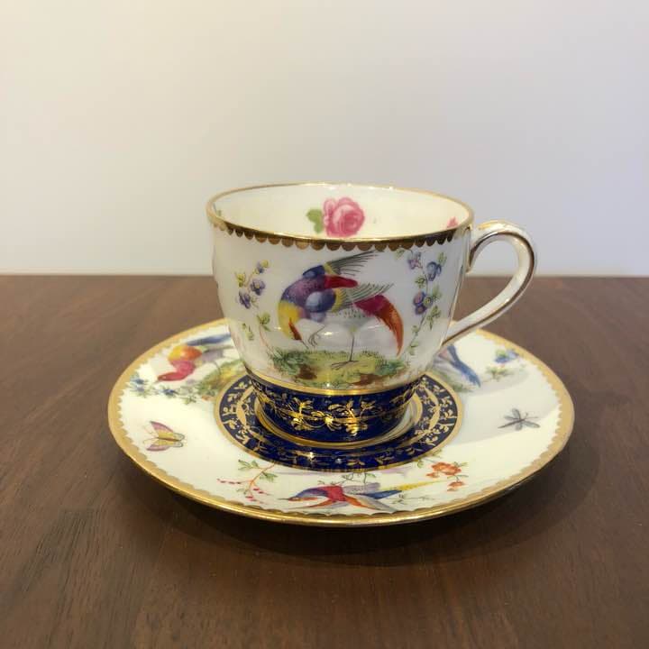 【販売証明書付き】ロイヤルダルトン 花鳥絵碗皿 デミタスカップ