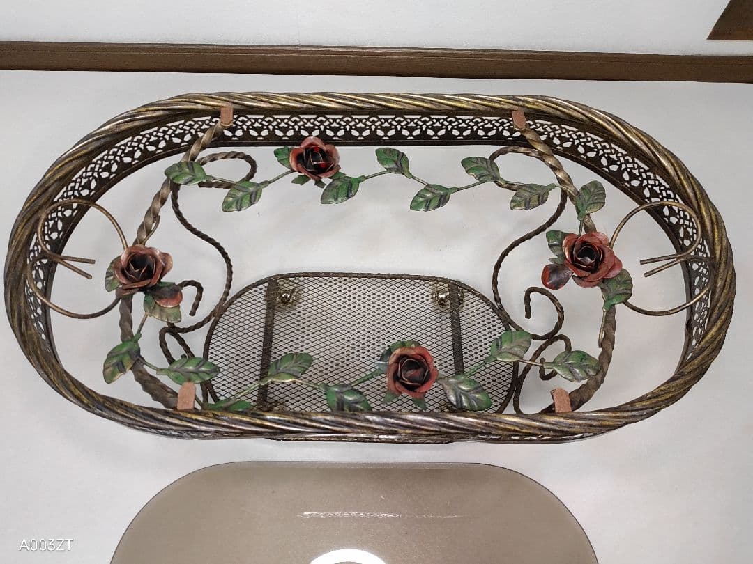 ガラステーブル 薔薇 サイドテーブル ゴールド キャスター付き