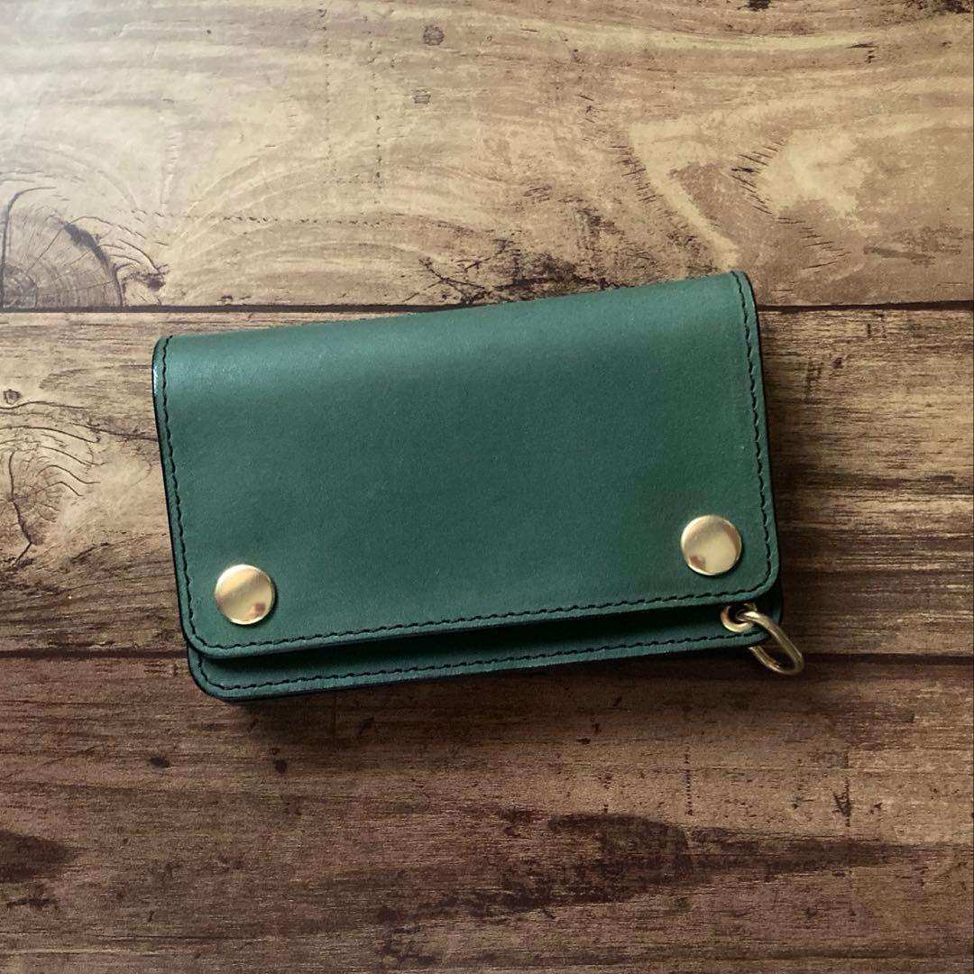 【BMX】ミドルトラッカーウォレット ダークグリーン【お札を折らずに収納】