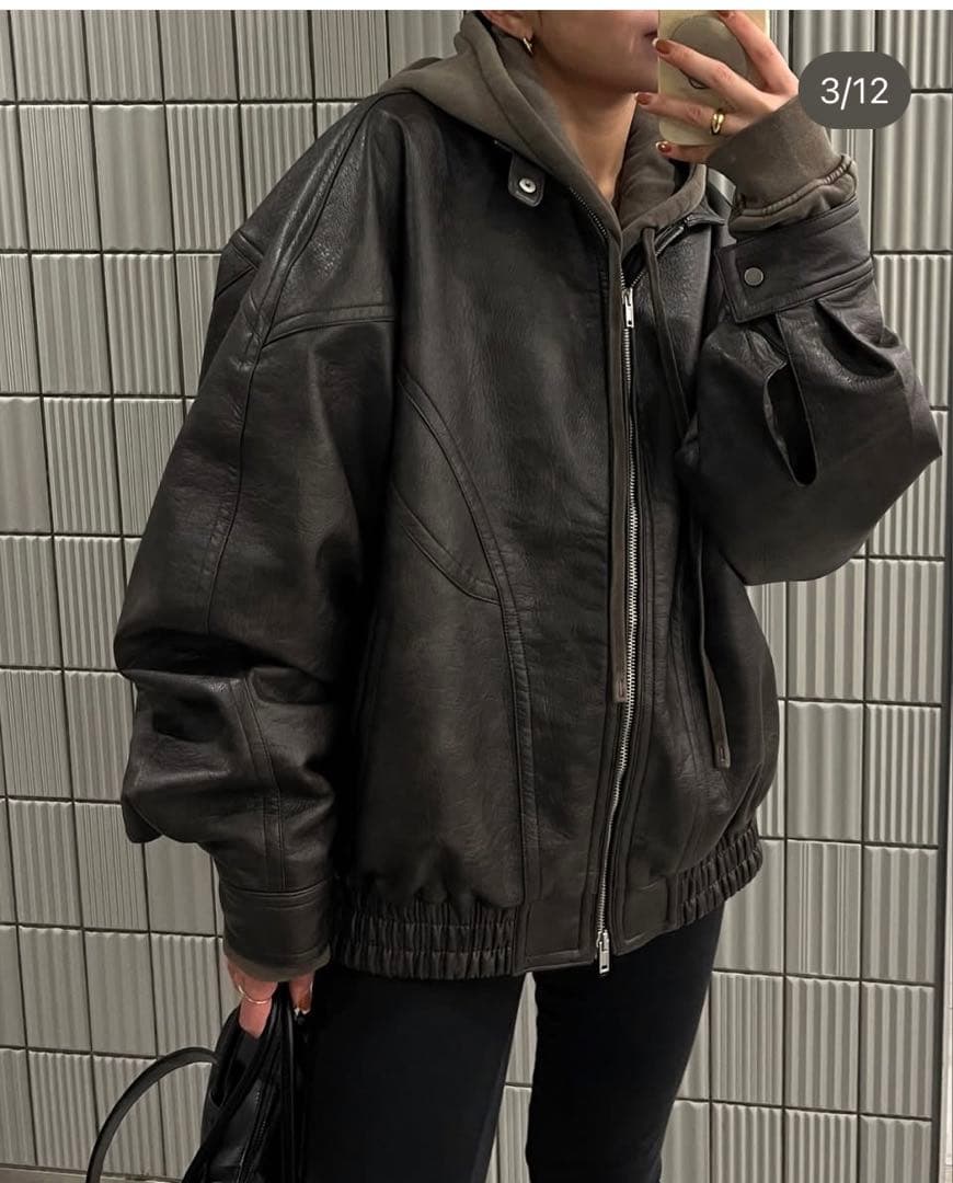 efu エフ FAKE LEATHER BIG JACKET レザージャケット