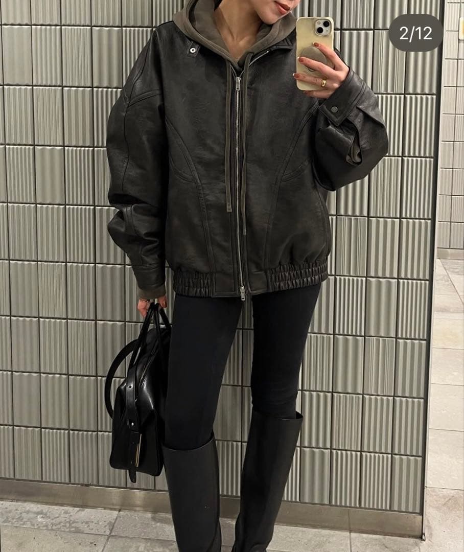 efu エフ FAKE LEATHER BIG JACKET レザージャケット