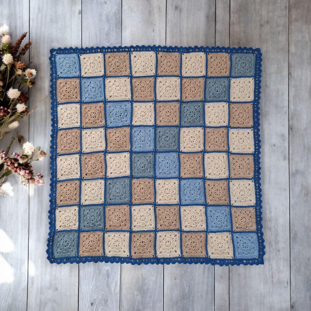 手編み ブランケット かぎ針 モチーフ編み ふんわり ひざ掛け おくるみ