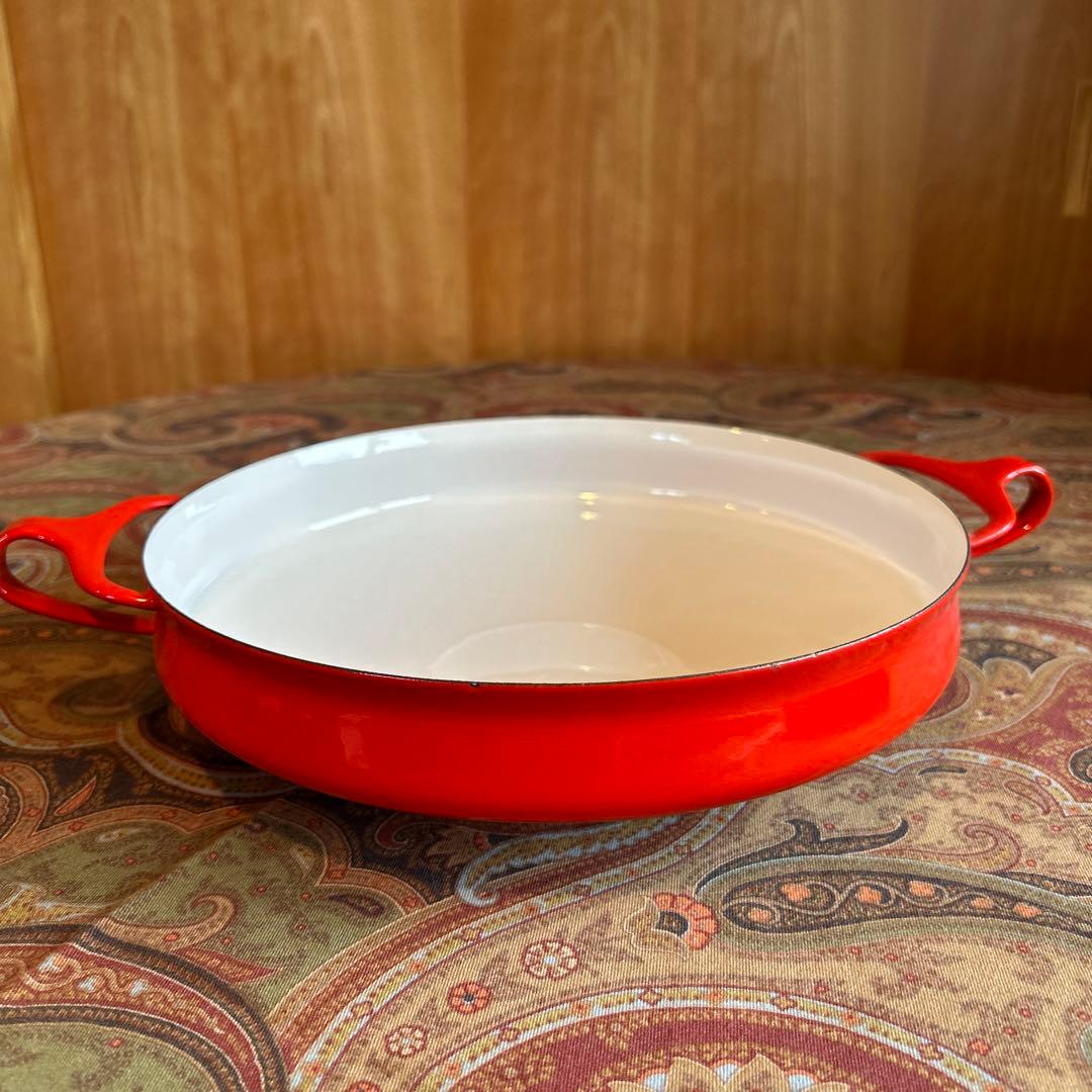 168◆DANSK 25cm 両手鍋フライパン　パエリアパン　赤いホーロー廃盤品