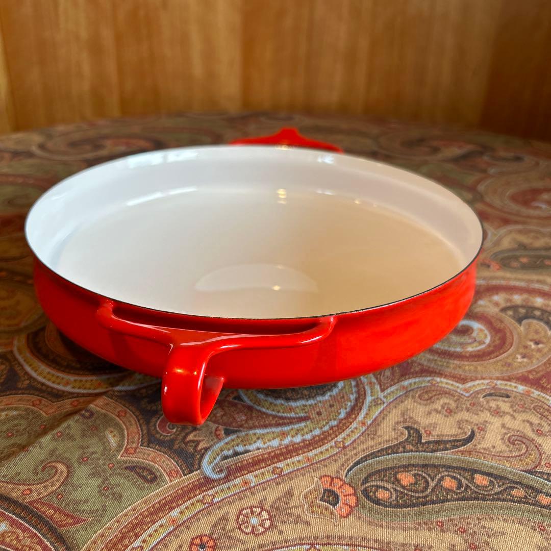 168◆DANSK 25cm 両手鍋フライパン　パエリアパン　赤いホーロー廃盤品