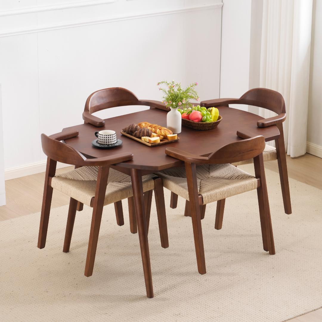 ダイニングテーブル1点×チェア4脚 4人用伸長式 折りたたみダイニングテーブル