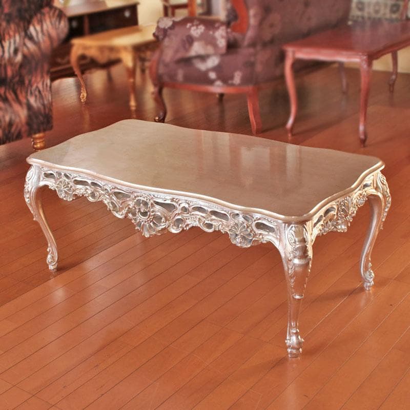 イタリア製 ローテーブル シルバー センターテーブル 銀 602-1073