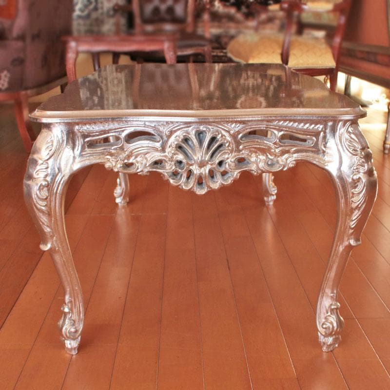 イタリア製 ローテーブル シルバー センターテーブル 銀 602-1073