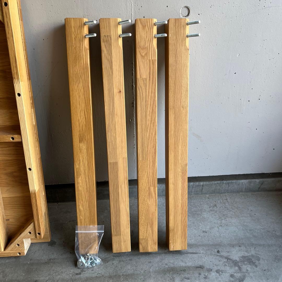 美品★無印 木製テーブル 引出付 節あり　幅８０ｃｍ・オーク材