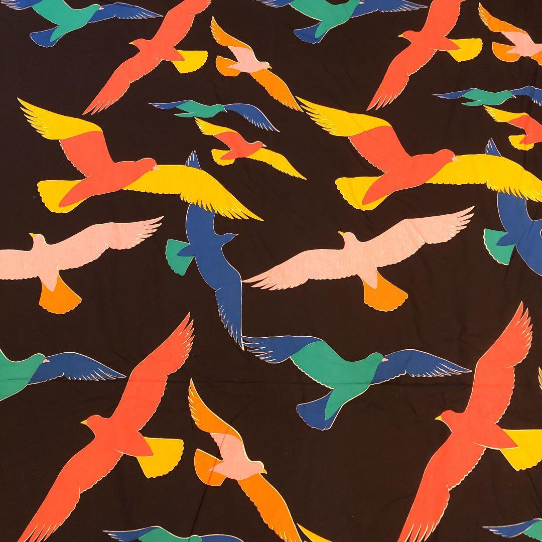 超貴重！西ドイツ製高級プリント生地　インティア 「バード」