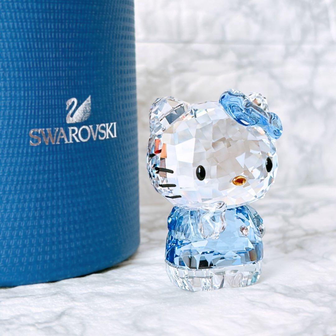 【美品】SWAROVSKI ハローキティ クリスタル　ブルーリボン