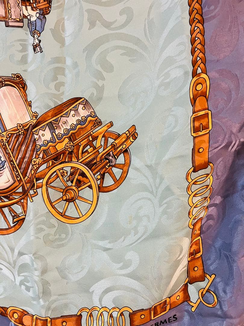 HERMES エルメス シルク スカーフ 馬車デザイン カレ90