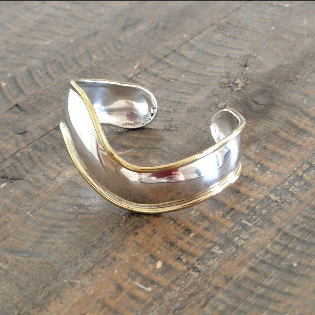 ヴィンテージ メキシカンジュエリー シルバー ウェーブ ボーン バングル