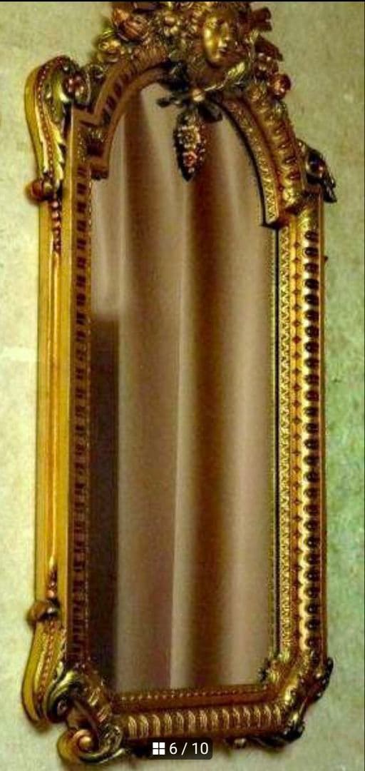 新生活 壁掛けミラー スペイン製 ゴールド縁 鏡 姿見鏡