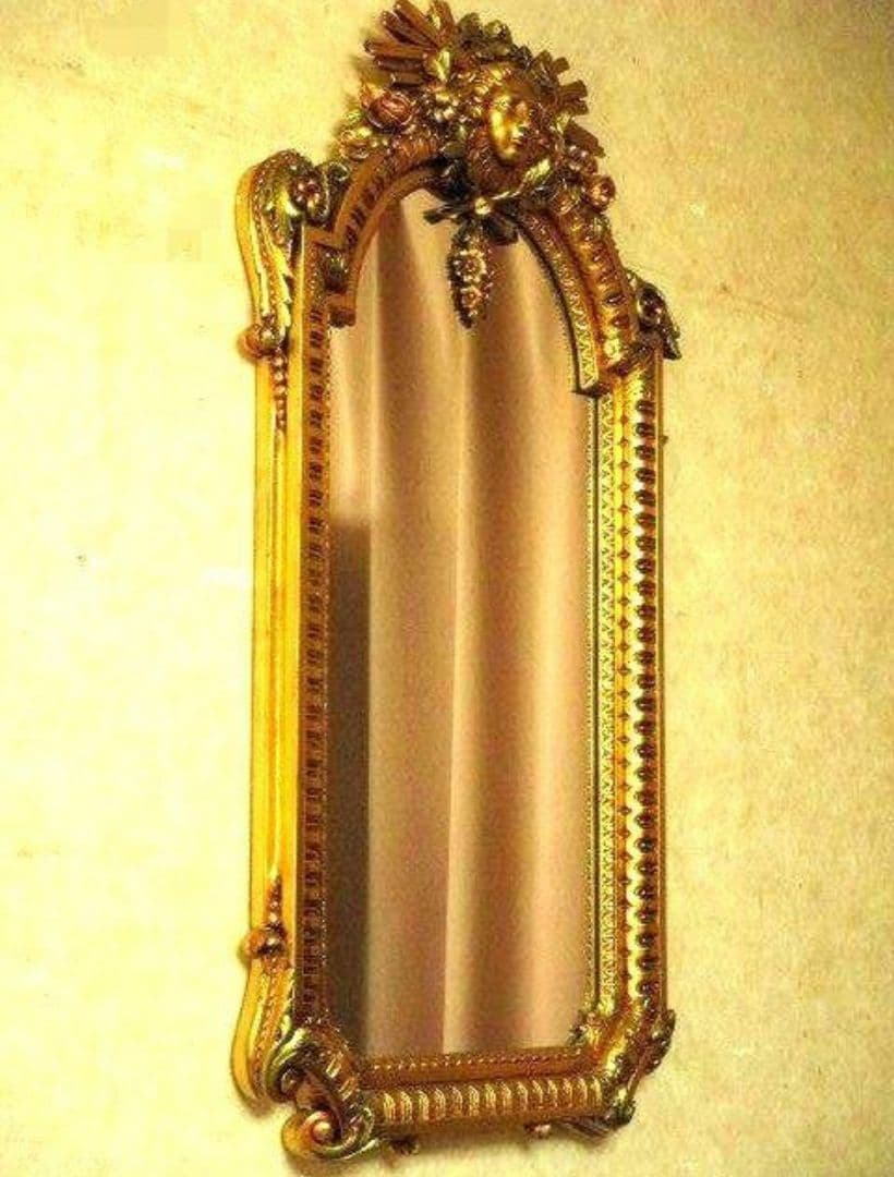 新生活 壁掛けミラー スペイン製 ゴールド縁 鏡 姿見鏡