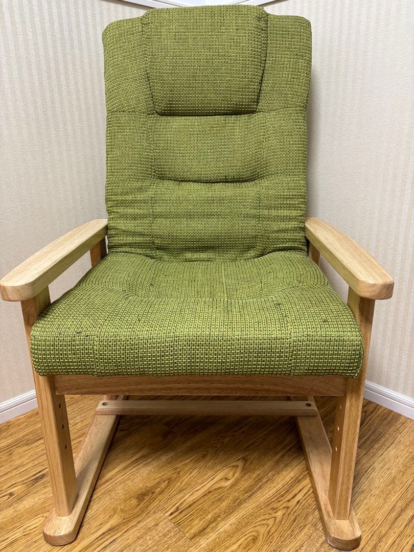高座椅子　肘掛け付き　アイリスプラザ　リクライニング　折り畳み　グリーン