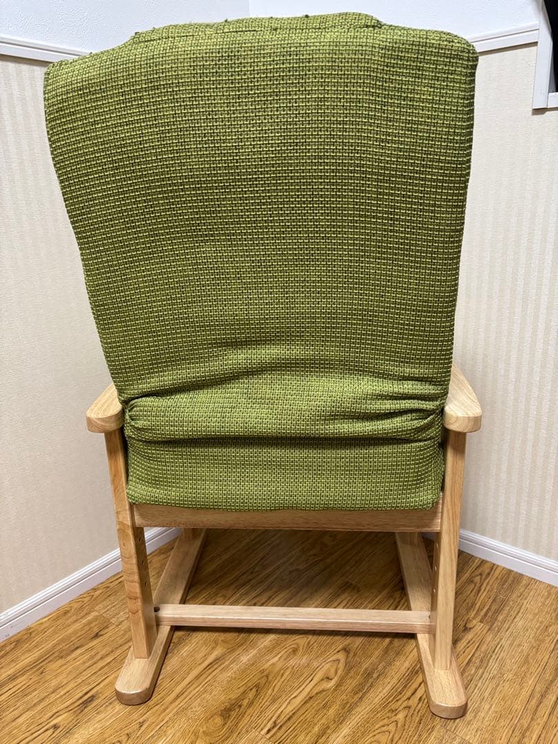 高座椅子　肘掛け付き　アイリスプラザ　リクライニング　折り畳み　グリーン