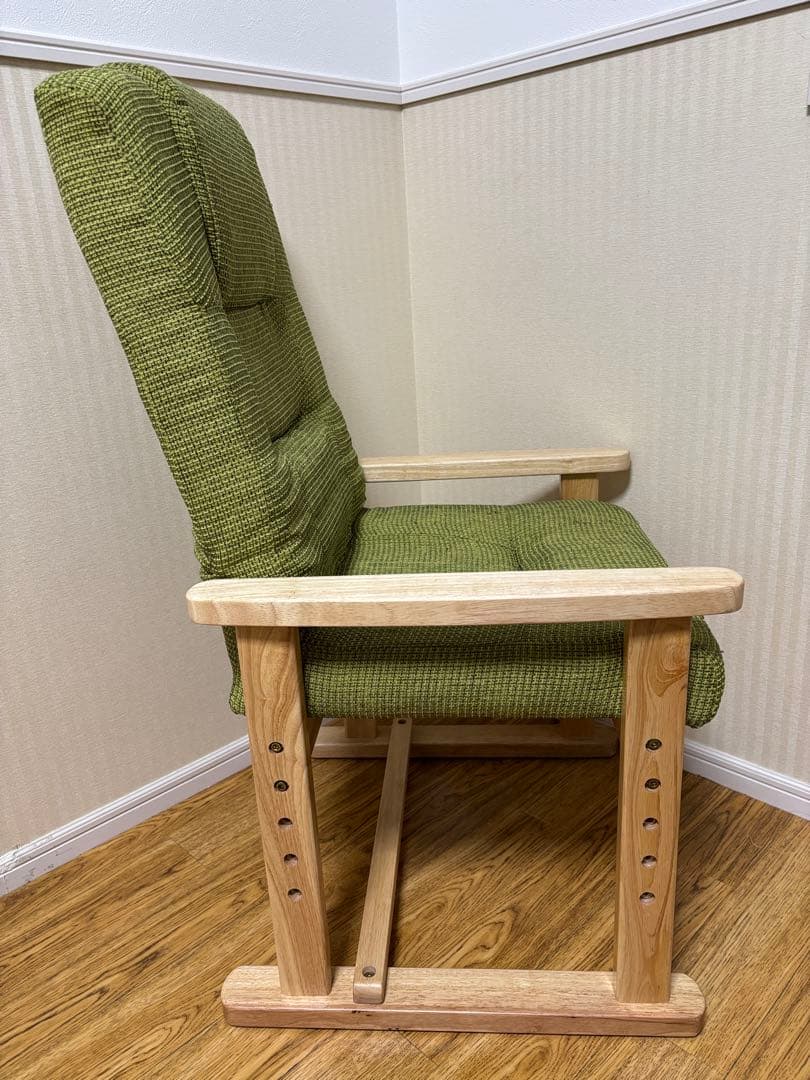 高座椅子　肘掛け付き　アイリスプラザ　リクライニング　折り畳み　グリーン