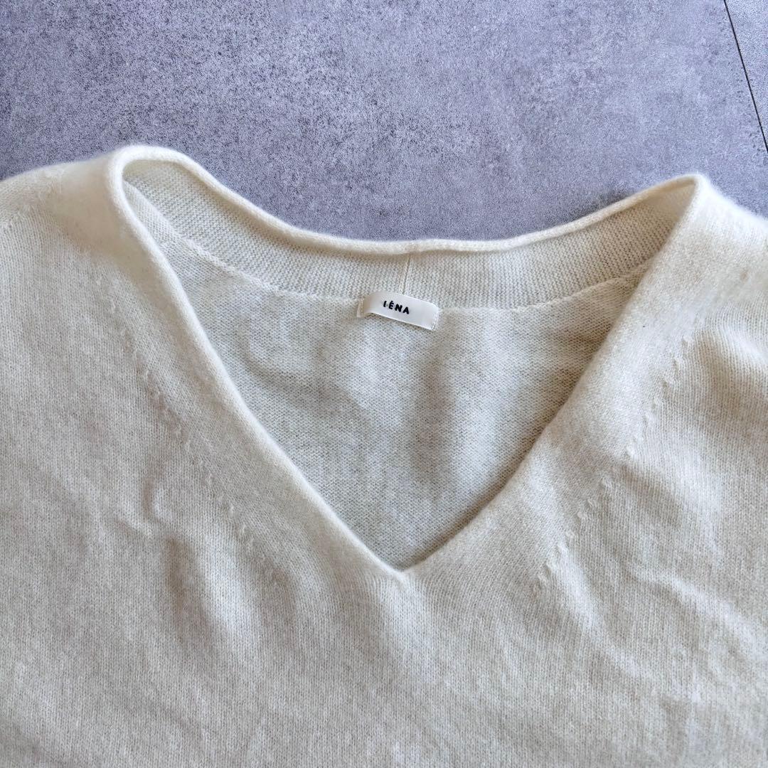 24年IENA Fine ニュージーウール ニュアンス Vプルオーバー ホワイト