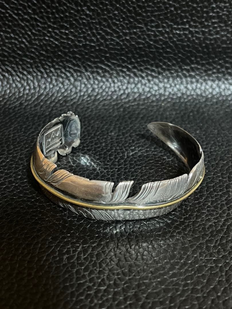 SAAD サード ブロンズライン シルバー 925 フェザー バングル