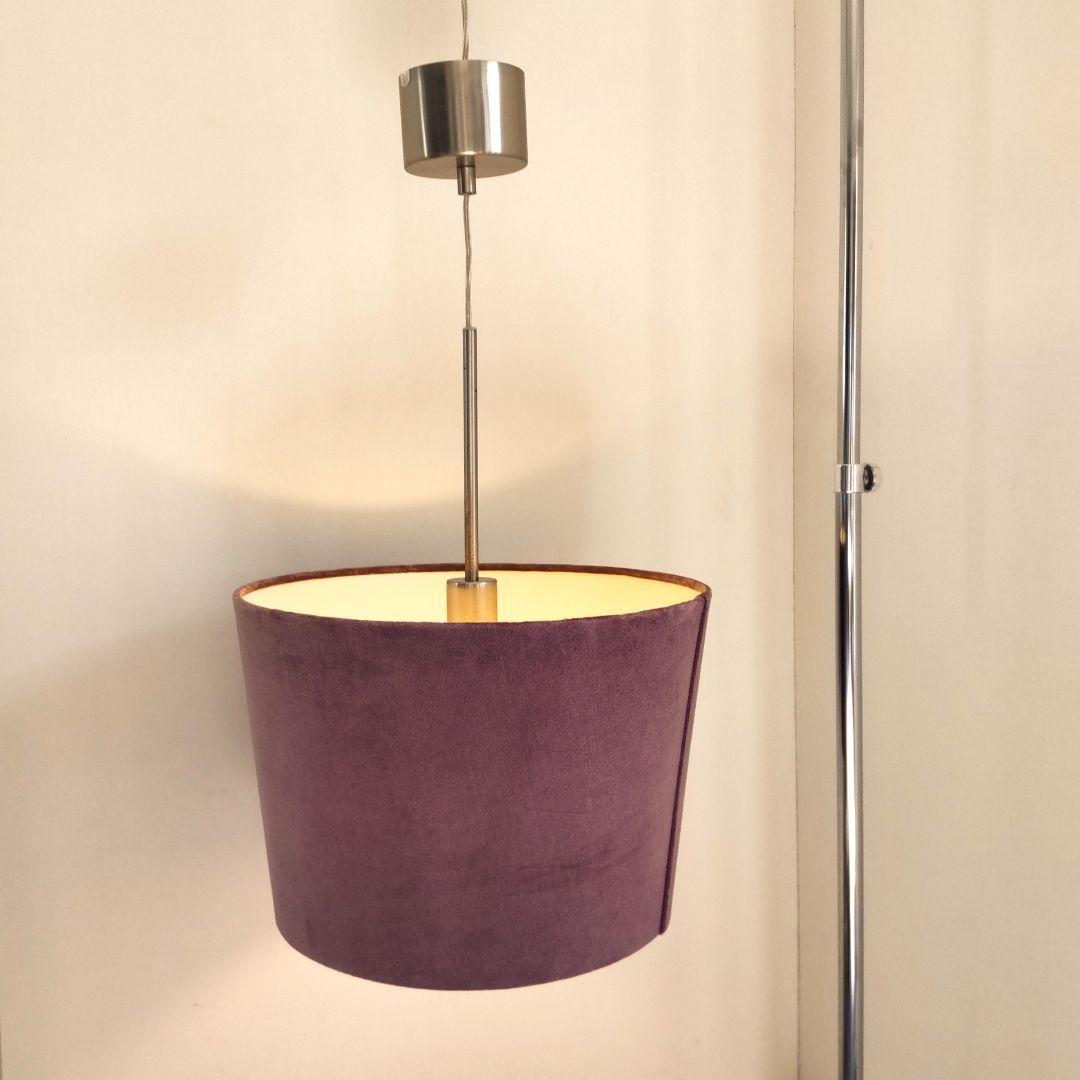 ドラムシェード　天井照明　ルームランプ　ライト　パープル　ベロア　ヴィンテージ