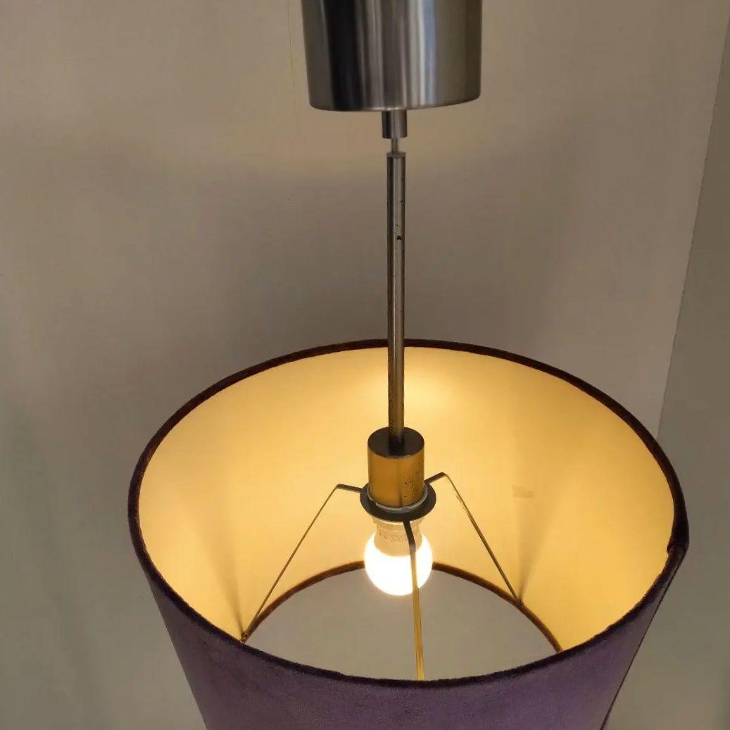 ドラムシェード　天井照明　ルームランプ　ライト　パープル　ベロア　ヴィンテージ