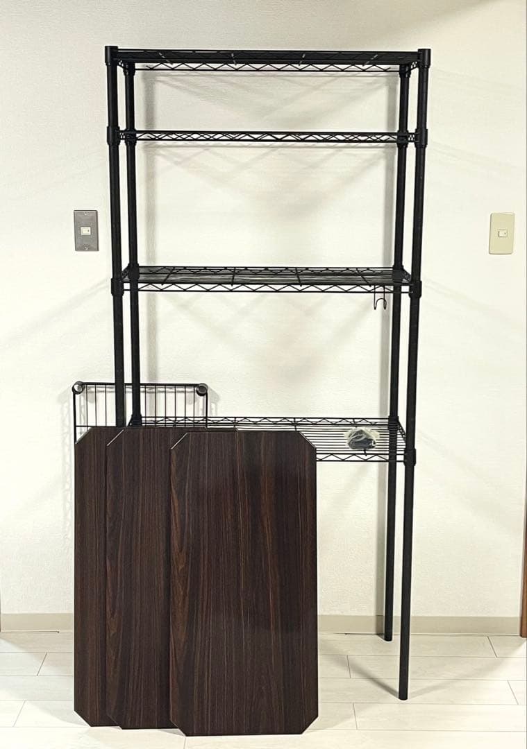 【美品】ルミナス ノワール 5段 スチールラック & ウッドシート