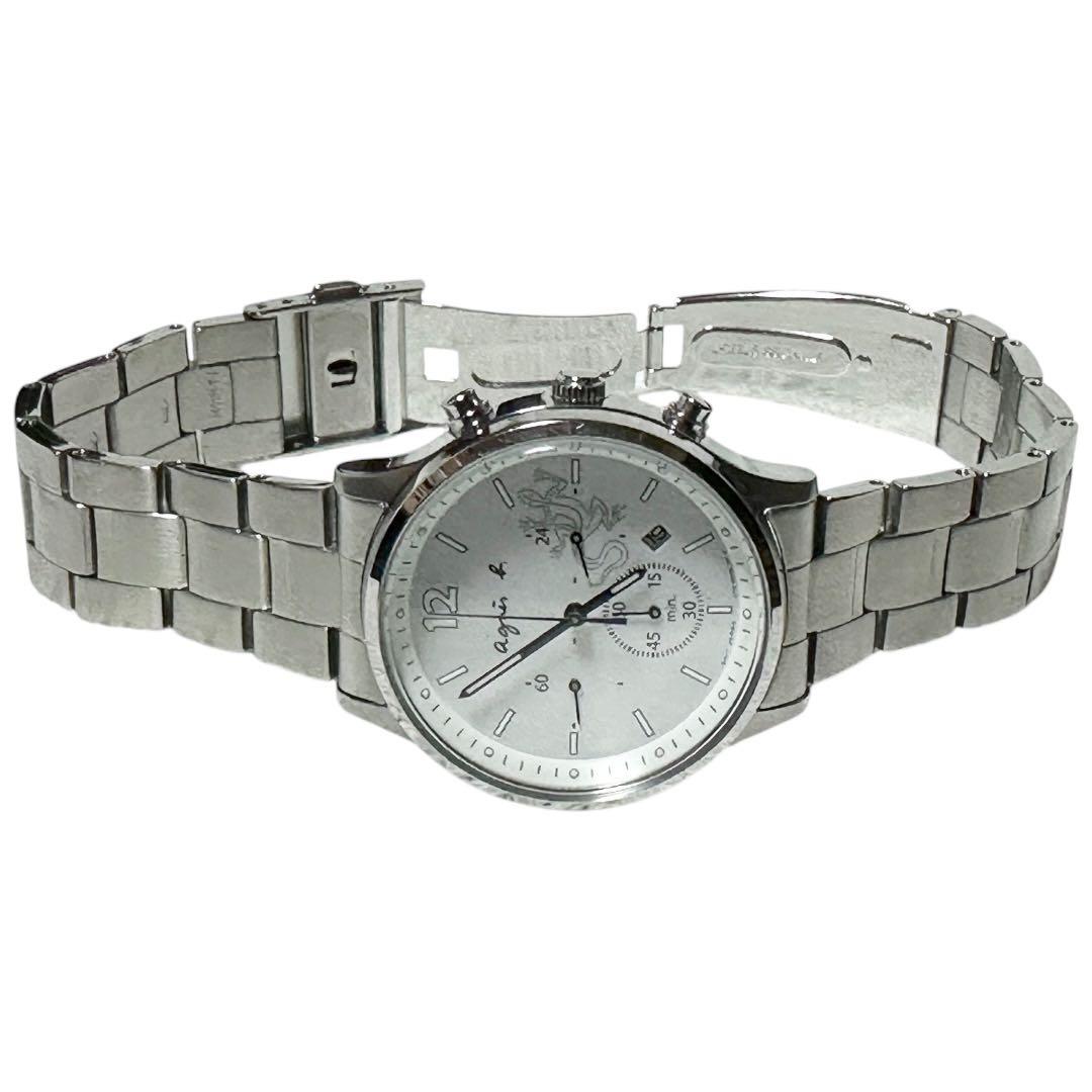 美品☆トカゲアニエスベーソーラークロノグラフ★agnes b.レザール