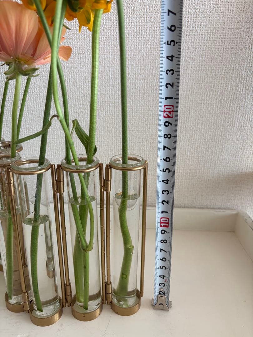 真鍮　試験管型　フラワーベース 10本連結　四月の花器風