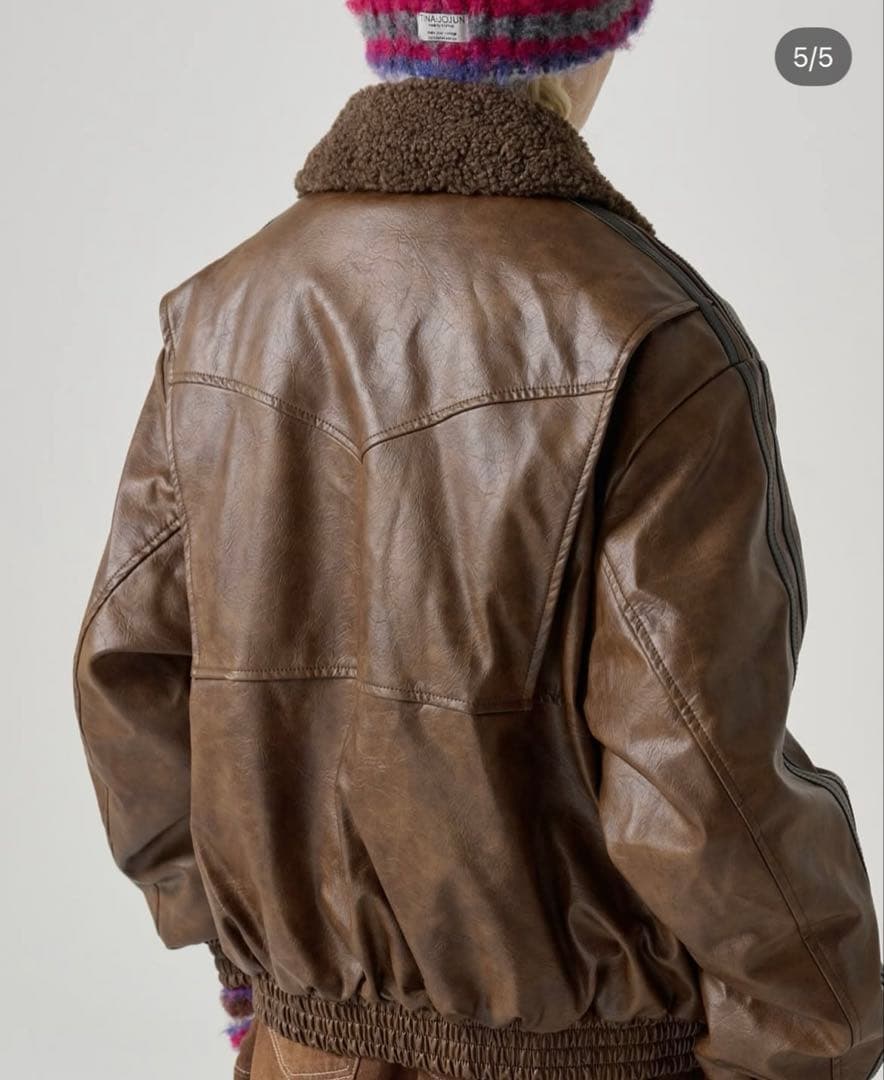 TINA:JOJUNフェイクレザー ジャケット ブラウン