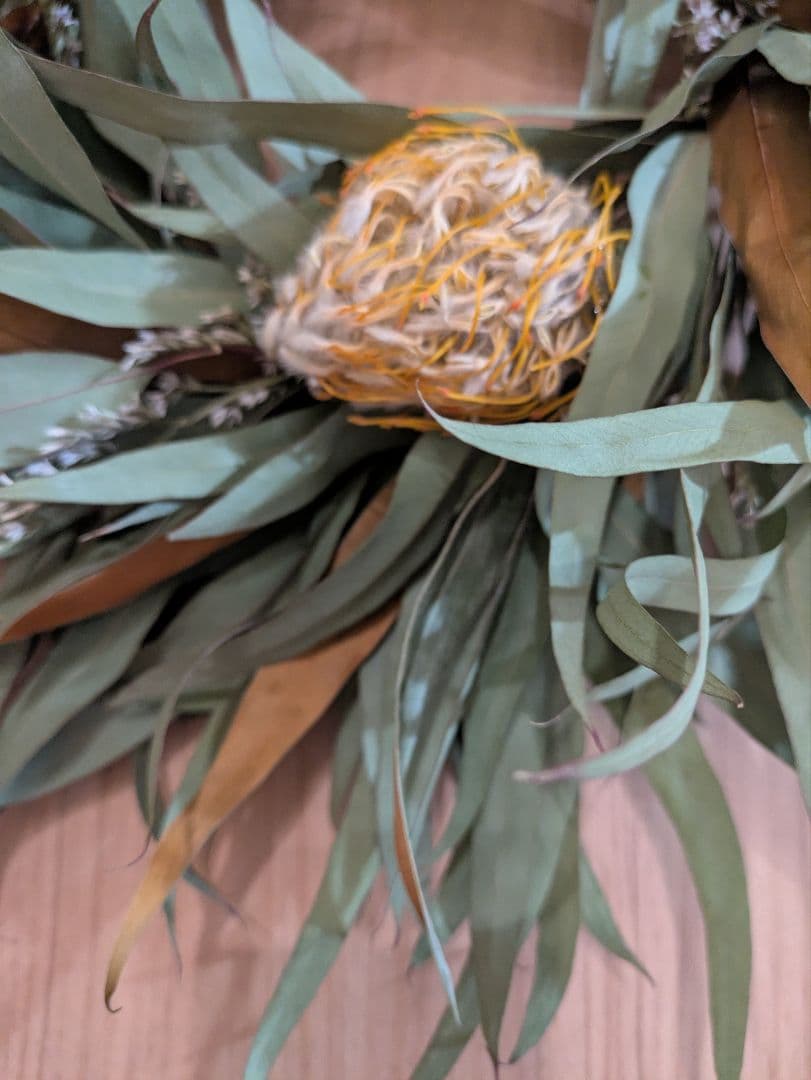 ドライフラワー★グレビレア＆ユーカリリース★ピンクッション　癒し　インテリア