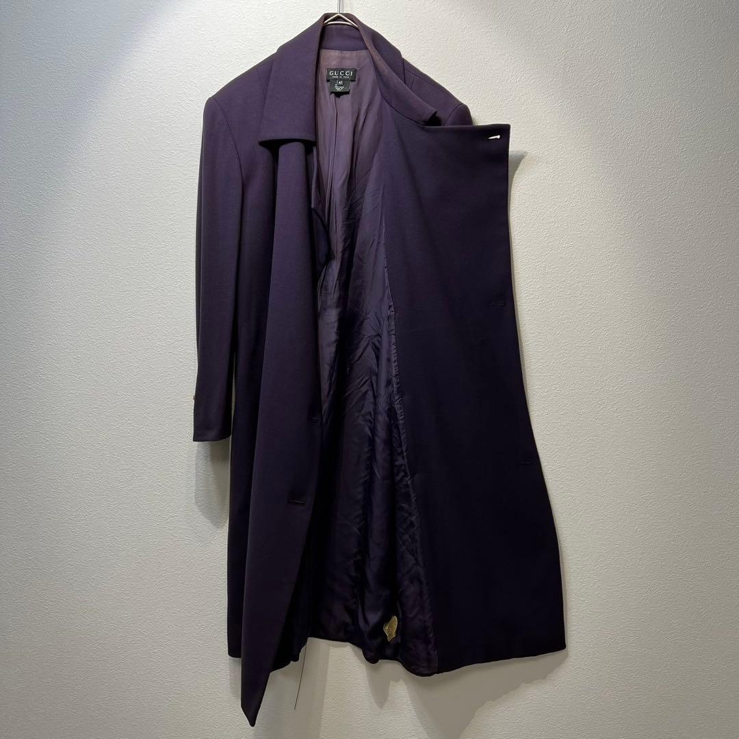 希少 GUCCI トムフォード期 ウール コクーン ゴールドボタン ロングコート