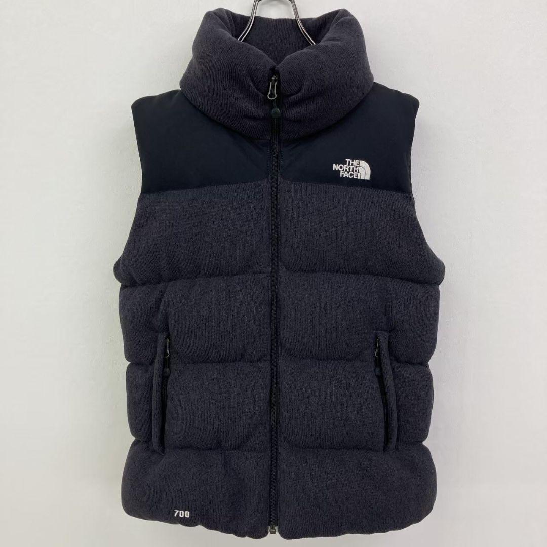 本日限定 美品♪ ノースフェイス ニットダウンベスト ダークグレー レディースL