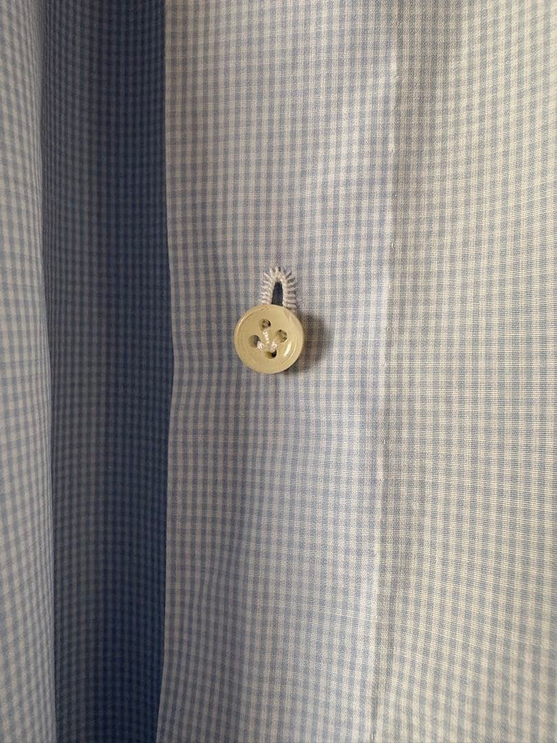 イングレーゼ　ドレスシャツ　白×サックス　チェック　３７　シャロン購入