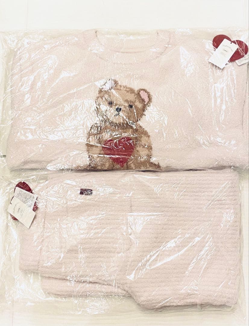 新品タグ付❤︎ジェラートピケベビモコハートベアジャガードプルオーバー＆パンツSET