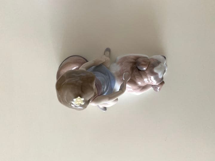 絶版貴重品【LLADRO(リヤドロ)】私のお友達(マスティフと遊ぶ少女)
