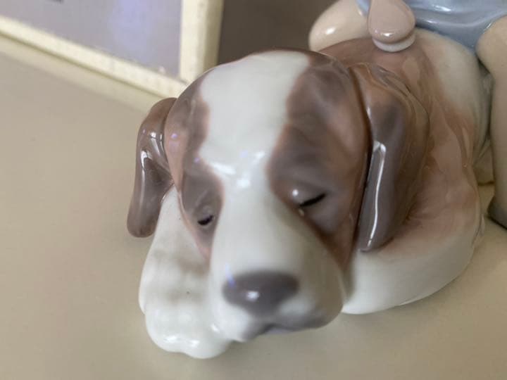 絶版貴重品【LLADRO(リヤドロ)】私のお友達(マスティフと遊ぶ少女)