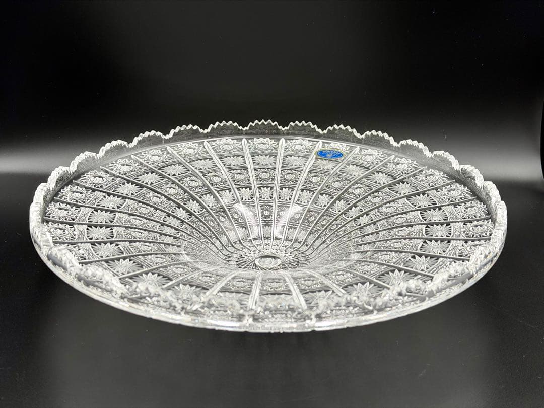 【未使用】ボヘミアクリスタル 大型コンポート 35cm チェコ製 飾り皿