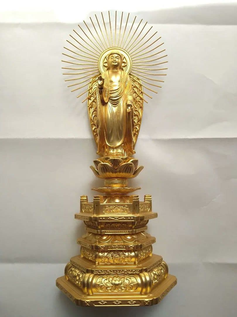 阿弥陀如来御西　本金メッキ　仏像セット