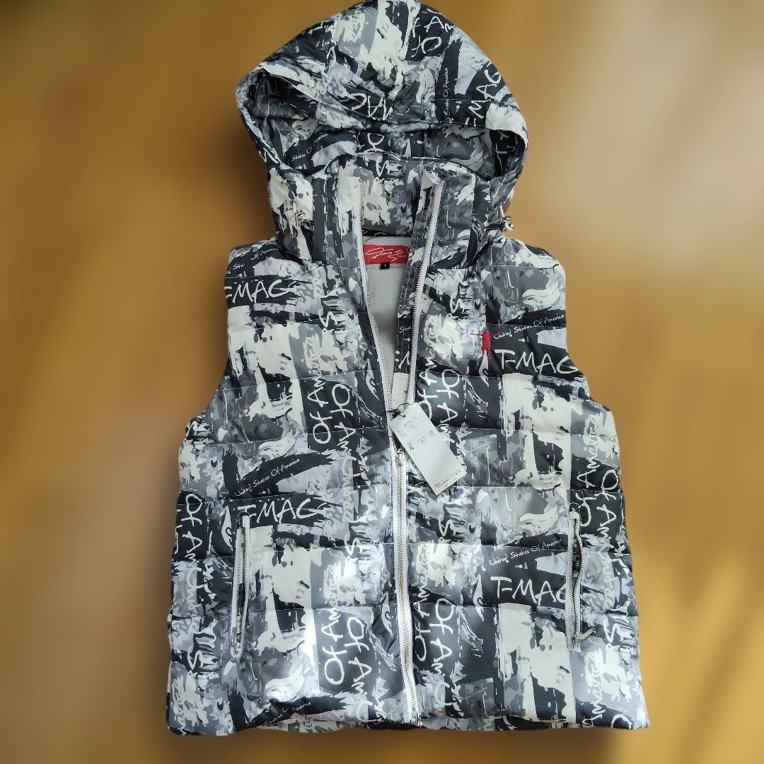 ティーマック　フード付きダウンベスト