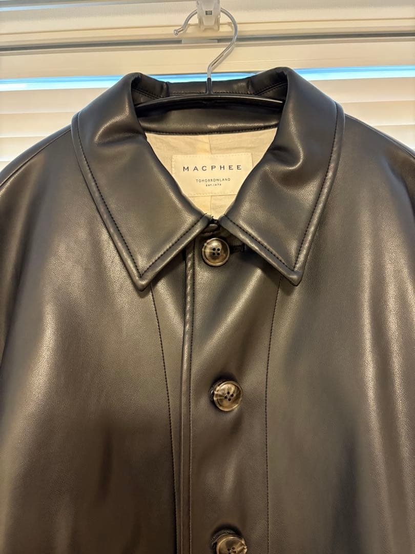 MACPHEE ブラック レザー ジャケットコート　トゥモローランド