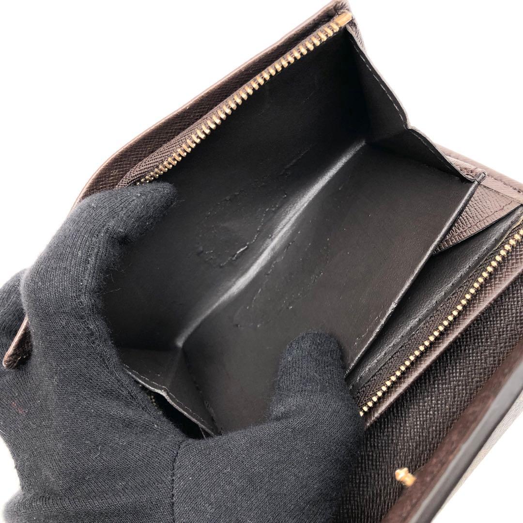 【新型】ルイヴィトン ダミエ エベヌ トレゾール 二つ折り財布 ブラウン