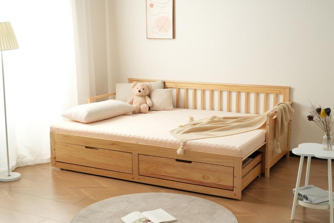 赤字価格！ソファベッド ディベッド 伸長式ベッド 引き出し付き　WHITE