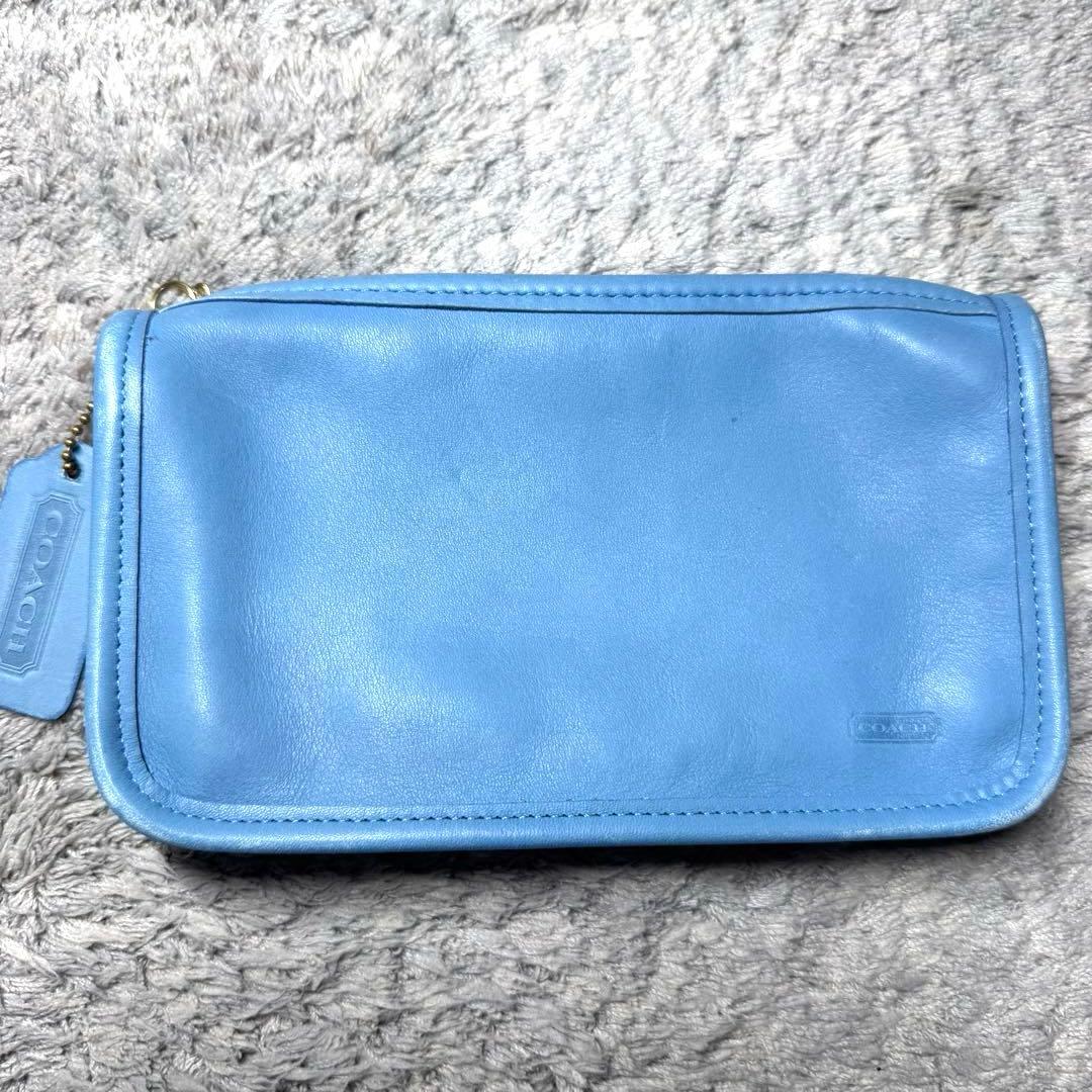 COACH コーチ オールドコーチ ポーチ 小物入れ 本革 レザー ブルー