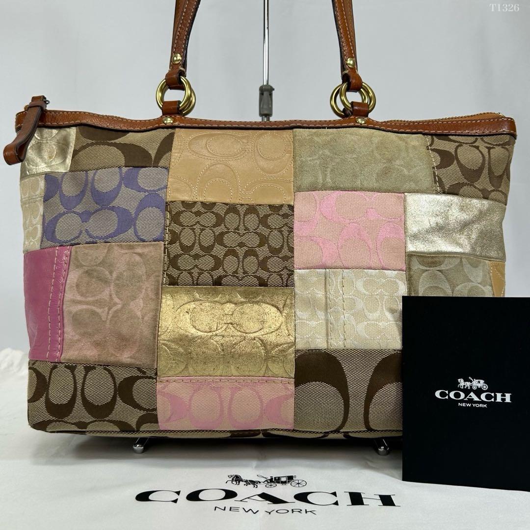 【美品】コーチ 11711 パッチワーク シグネチャー トートバッグ 手提げ