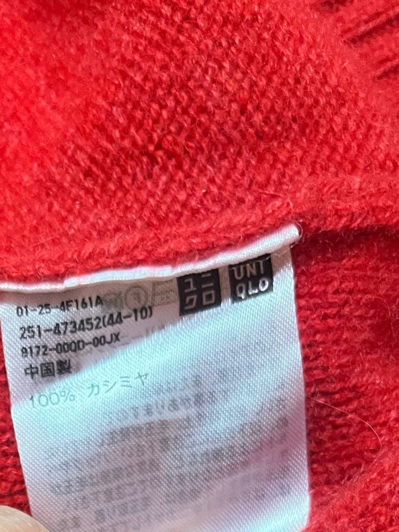 ユニクロ アニヤハインドマーチ XXL レッドカシミヤクルーネックセーター