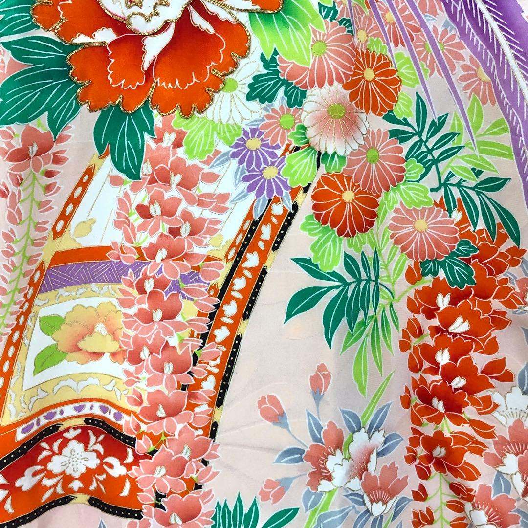 子供着物 お宮参り 七五三 祝着 襦袢付 鳥 花柄模様 金駒刺繍 CK-7388