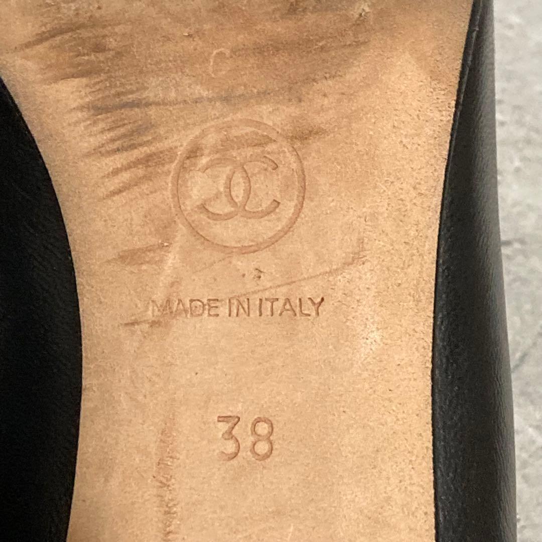 シャネル　CHANEL (38) ハイヒールパンプス　ココマーク　リボン　黒
