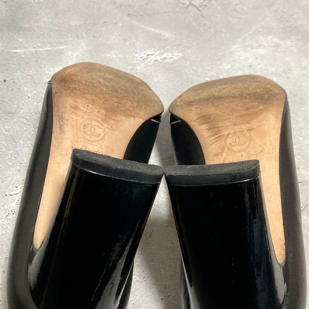 シャネル　CHANEL (38) ハイヒールパンプス　ココマーク　リボン　黒