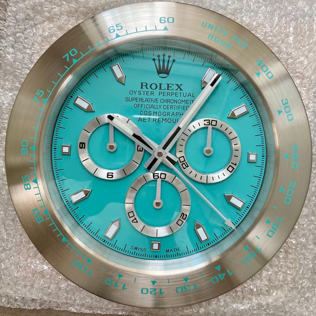 海外販促品 新品 ROLEX掛け時計 デイトナ シルバー ／ブルー　美しいです⭐︎