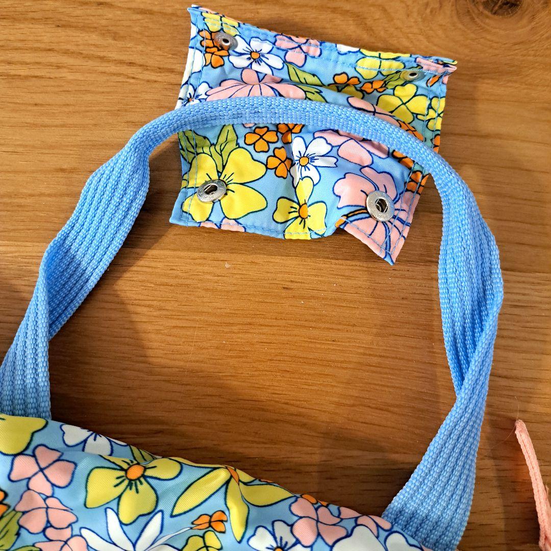 ハローキティ　花柄ボストンバッグ　ポケット　平成レトロ　ヴィンテージ